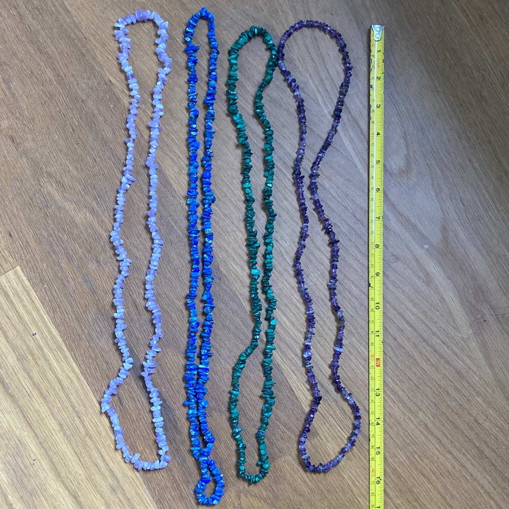 Semi Precious Necklace Set: Malachite, Lapis, Amethyst, and Rose Quartz